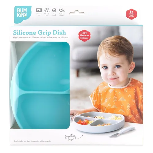 Miniatura 6 de Bumkins Plato de silicona con agarre, plato de succión dividido, plato para bebé o niño pequeño, sin BPA, apto para microondas y lavavajillas