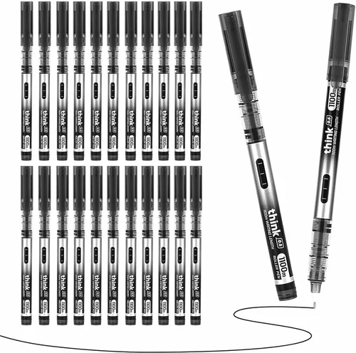 Miniatura 10 de 12 bolígrafos líquidos de punta fina de punta fina, bolígrafos de tinta negra de 0.020 in, bolígrafos de punta ultra fina, escritura suave