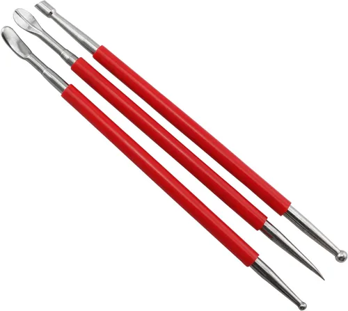 LQ Industrial Herramienta para frotar prensa de cuero, 1 juego (3 piezas) de acero inoxidable de punta de cuero para modelado de lápiz capacitivo,