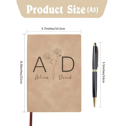 Miniatura 7 de Personalized Notebook - Personalized Journal Leather with Pen, Personalized Journals For Women, Customizable Notebook, Custom Journal, Personalized