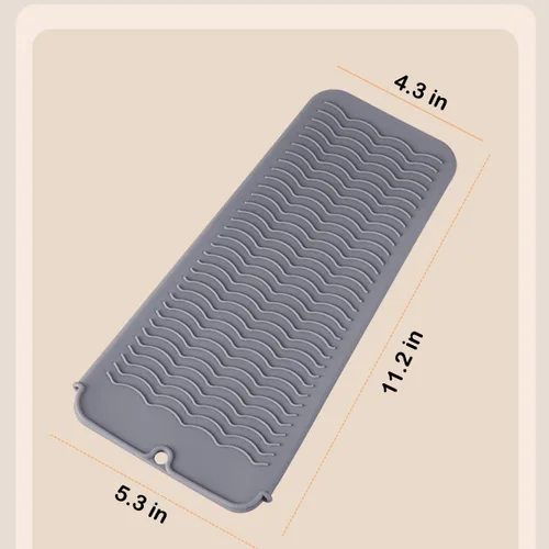 Miniatura 7 de Alfombrilla de silicona resistente al calor con agujero para colgar, alfombrilla de viaje y bolsa resistente al calor para rizador, plancha Gris