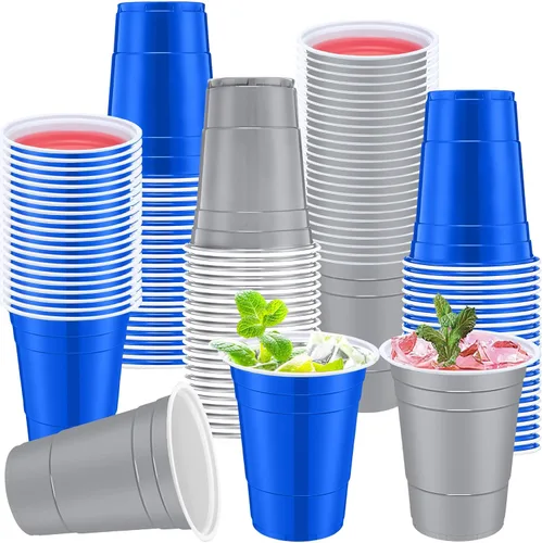 Jingmore 90 vasos de plástico desechables para fiestas de neón, vasos de plástico desechables de 16 onzas, fiestas, matrimonios, despedidas de