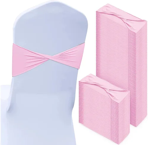 Miniatura 14 de CHENGU 100 piezas Cintas elásticas de elastano para sillas, lazos simples, bandas para sillas de boda real sin hebilla, decoraciones de cumpleaños