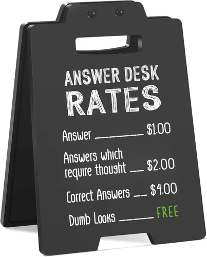 Letrero divertido para escritorio de oficina, placa de humor con texto en inglés "Responder Desk Rates", regalo sarcástico divertido para compañeros