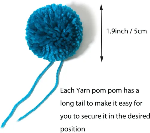 Miniatura 5 de 20 pompones de hilo grandes de 2 pulgadas, hechos a pedido, bolas de hilo acrílico para sombreros o decoraciones de fiesta, pompones de manualidades