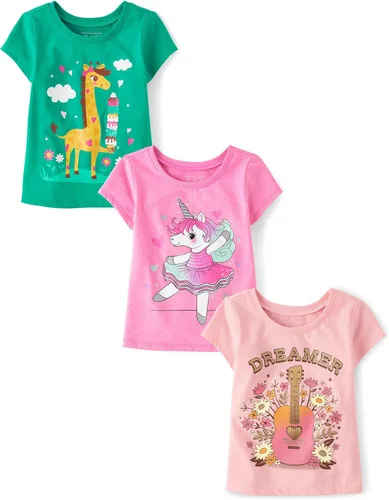 Miniatura 20 de The Children's Place Camisetas estampadas de manga corta para bebés y niñas pequeñas, con diseño de unicornios y mariposas, a la moda, paquete de 3