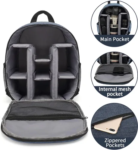 Miniatura 6 de Mochila pequeña para cámara DSLR SLR sin espejo, para viajes al aire libre, senderismo, fotografía, impermeable, unisex, compatible