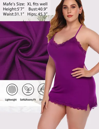 Miniatura 5 de Avidlove Lencería sexy para mujer, ropa de dormir, camisón, babydoll, lencería de algodón