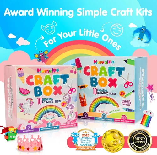 Miniatura 7 de Caja de manualidades de unicornio Mumaloo - 10 divertidas artes y manualidades para niños, sin desorden, educativo, proyectos de arte de sirena, kit