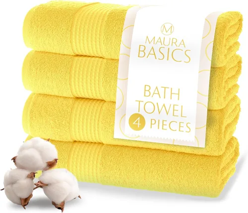 Miniatura 67 de MAURA Basics - Toallas de baño de 100 % algodón turco con bucles de gancho. Juego de toallas de felpa absorbentes de lujo extra grandes para baño
