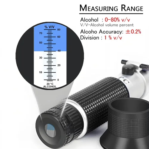 Miniatura 3 de Refractómetro de alcohol manual, V·RESOURCING 0~80% medidor de contenido de alcohol, herramienta para licores destilados de etanol con agua como