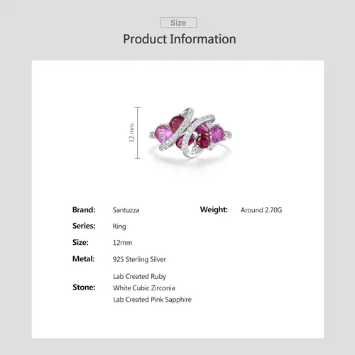 Miniatura 4 de Santuzza Anillo giratorio de plata de ley 925 Anillos de circonita cúbica blanca