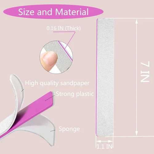 Miniatura 2 de 21 limas de uñas Emery Board, lima de uñas de grano 100/180 para uñas acrílicas y de gel