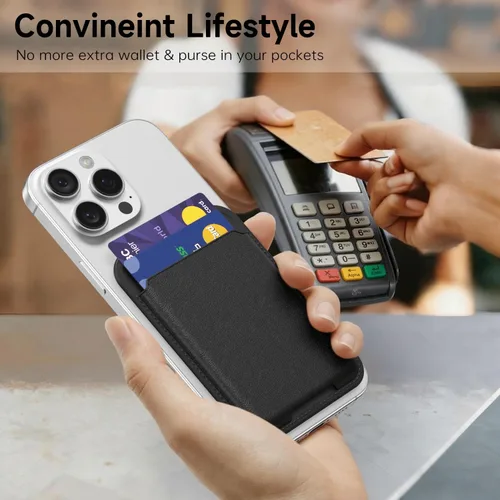 Miniatura 7 de oakxco Billetera para teléfono adhesiva, delgada y delgada con adhesivo para tarjetas de crédito, bolsillo trasero del teléfono, funda de plástico