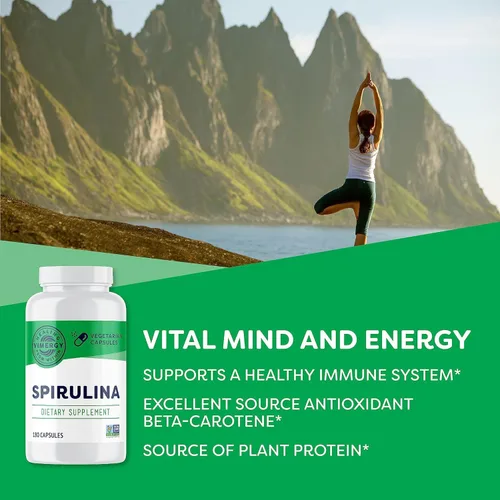 Miniatura 2 de Vimergy Cápsulas de espirulina – Proteína vegetal concentrada que apoya la salud inmunológica y la función cardiovascular – Veganas, Kosher, sin