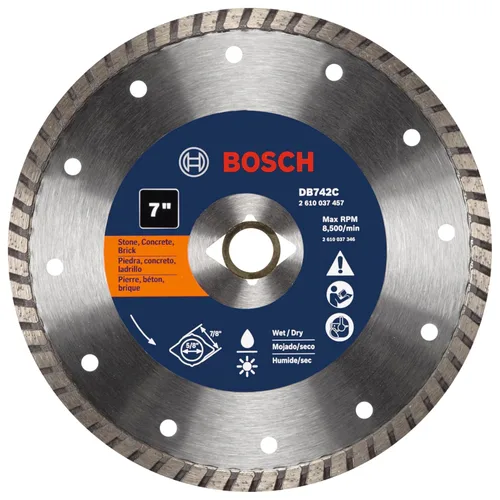Miniatura 5 de BOSCH DB442S Hoja de diamante con borde turbo estándar de 4 pulgadas con eje de 5/8 pulgadas, 7/8 pulgadas para aplicaciones de corte húmedo y seco