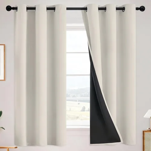 Miniatura 58 de SimpleHome - Cortinas opacas 100% para recámara, cortinas de ventana con ojales beige, con aislamiento térmico, cortinas de oscurecimiento