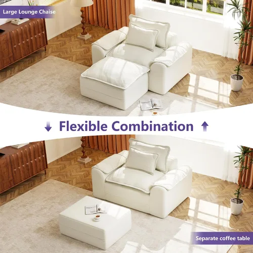 Miniatura 6 de Hobestluk Cloud - Sofá individual de espuma viscoelástica con asiento profundo, sofá en forma de L con funda extraíble, sofá grande para sala
