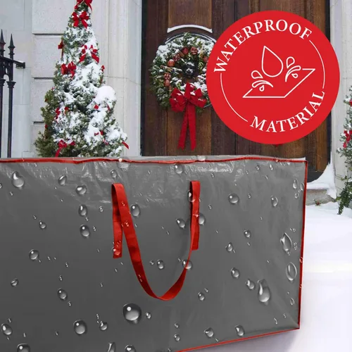 Miniatura 4 de Paquete de 2 bolsas de almacenamiento para árbol de Navidad, se adapta a hasta 7.5 pies de alto, impermeable, gris, cierre de cremallera