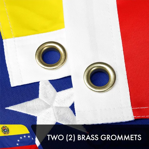 Miniatura 3 de G128 Bandera venezolana de 7 estrellas 3 x 5 pies Serie doble ToughWeave bordado de doble cara de poliéster 210D Bandera de país, diseño