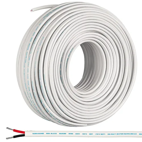 Miniatura 10 de GS Power 50 pies de alambre dúplex marino, alambre calibre 14, cable eléctrico para barco de cobre estañado libre de oxígeno 14 AWG, cable eléctrico