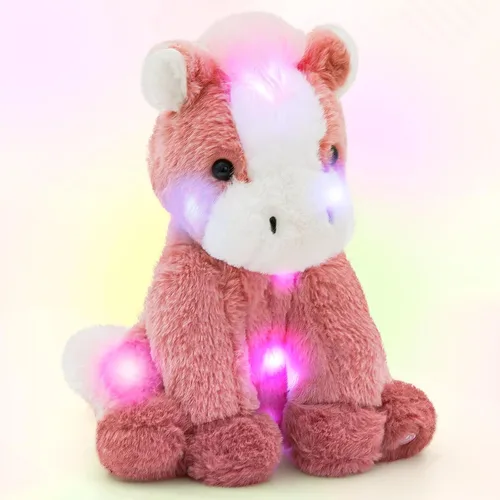 Miniatura 9 de WEWILL Bombilla de 8 pulgadas con luz de animal de peluche, lindo juguete de peluche suave, cumpleaños, Navidad, vacaciones, fin de semana, regalo