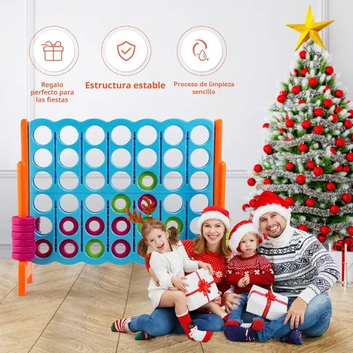 Miniatura 2 de COSTWAY Juego Gigante Jumbo 4 en Raya, Conecta 4 para Niños y Adultos, 3.5 Pies de Alto para Interiores y Exteriores con 42 Anillos Jumbo