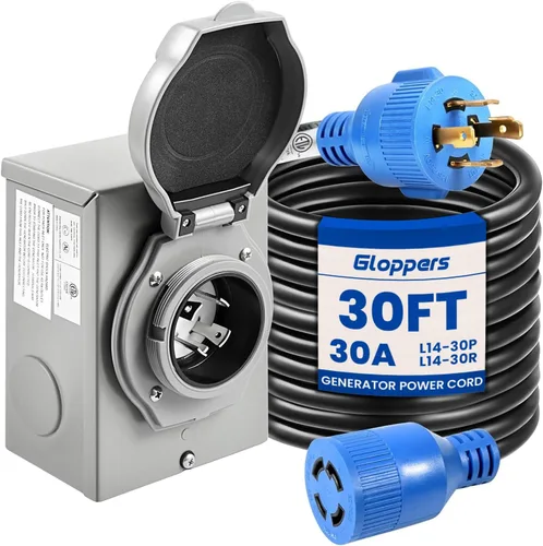 Miniatura 10 de Cable de generador de 30 amperios y caja de entrada de energía, cables de generador de 30 amperios de 4.5 metros, cable de alimentación de generador