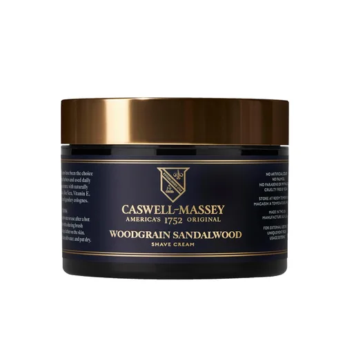 Caswell-Massey Heritage Woodgrain - Crema de afeitar de sándalo, crema de afeitar natural para hombre para afeitado suave de la barba, calmante para