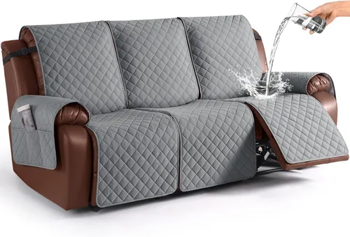 Miniatura 46 de KinCam Funda impermeable para sofá biplaza reclinable, fundas antideslizantes para sofá reclinable de 2 asientos, funda de sofá reclinable