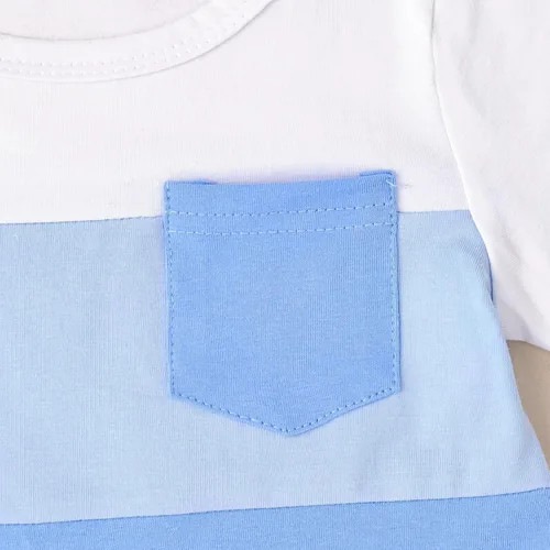 Miniatura 93 de Ropa para bebé niño pequeño, trajes de verano de manga corta, camiseta de retazos y pantalón con bolsillo, conjunto de 2 piezas, 12 meses a 4 años