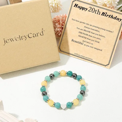 Miniatura 6 de Joyas y tarjetas de regalo de cumpleaños para mujeres y niñas, pulsera de piedra natural de 13, 14, 15, 16, 17, 18, 19, 20, 21, 30, 40, 50, 60, 70