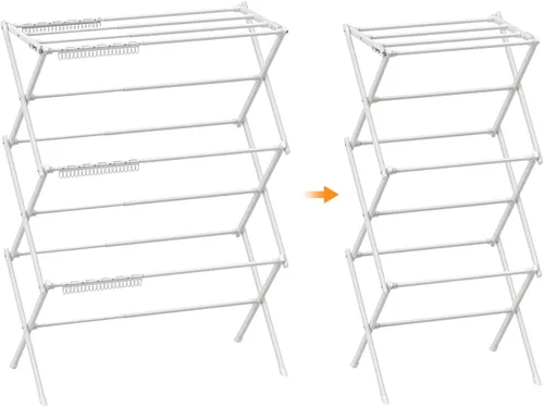Estante de Secado Plegable para Ropa, Estante de Secado de Ropa Plegable para Interior y Exterior, Estante de Secado de Ropa para Lavandería Blanco