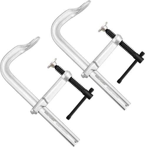 Miniatura 8 de MAXPOWER Abrazadera F de riel grueso de 12 pulgadas, garganta de 4-3/4 pulgadas, abrazadera de barra F resistente para soldadura, riel de 29,7 x