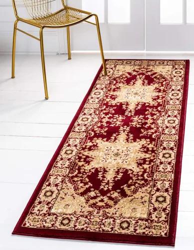 Miniatura 14 de Unique Loom - Alfombra clásica tradicional, colección Versalles, Polipropileno, Rojo/Borgoña
