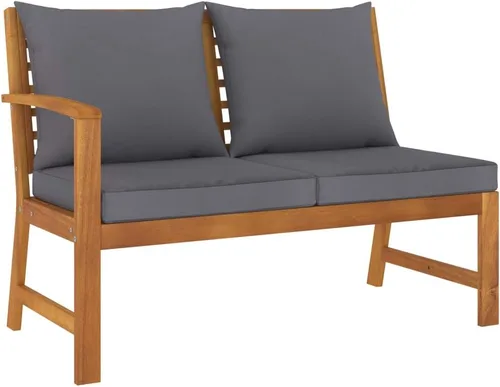 Miniatura 5 de Ensemble Salon de Jardin 9 Pièces en Bois d'Acacia Massif avec Coussins Gris, Mobilier d'Extérieur Modulable Pour Terrasse et Balcon, Confortable et