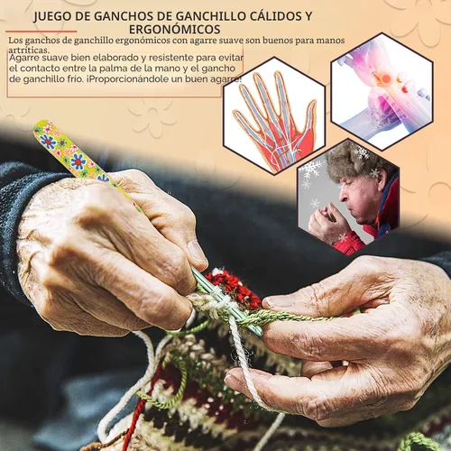 Miniatura 2 de Coopay Ganchos de ganchillo cálidos para abuela, agujas de ganchillo de agarre suave de aluminio para ganchillo, gancho de tejer para manualidades