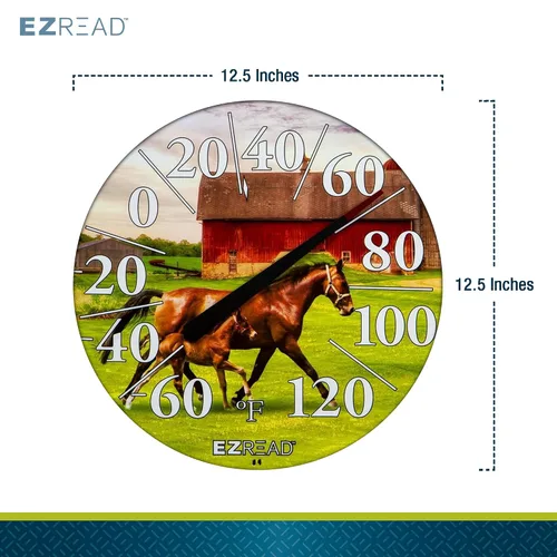 Miniatura 2 de EZREAD - Termómetro de esfera colgante, termómetros meteorológicos para uso en interiores y exteriores, gran diámetro de 12.5 pulgadas, números