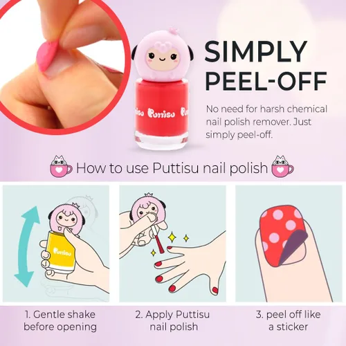 Miniatura 7 de Puttisu Glitter Pang Pang - Esmalte de uñas de alto brillo tipo adhesivo a base de agua, pelable, no tóxico (G05 estanque esmeralda)