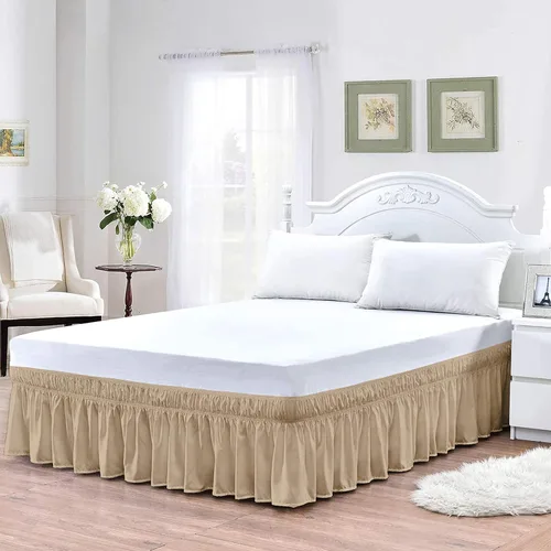 Pure Eco Falda de cama envolvente tamaño individual de 10 pulgadas con caída a medida con tres lados de tela ajustables y cinturones elásticos para