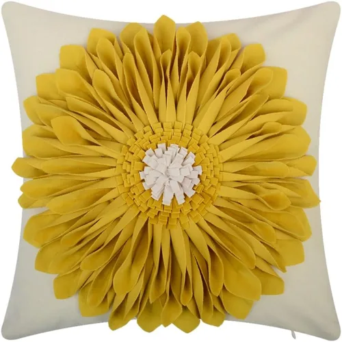 OiseauVoler - Fundas de almohada decorativas 3D de girasoles hechas a mano, fundas de cojín para cama, sala de estar, decoración rústica, color Lona