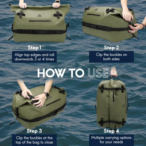 Miniatura 5 de Haimont Mochila Duffel Grande Impermeable con Parte Superior Enrollable, Bolsa Duffel Seca de Servicio Pesado para Navegación, Viajes, Camping