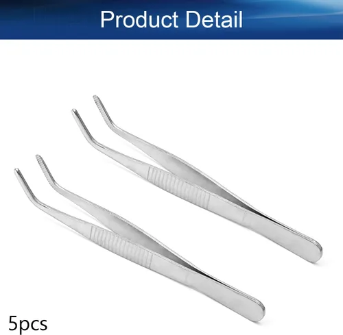 Miniatura 4 de Auniwaig Pinzas de acero inoxidable de 4.92 pulgadas de longitud con punta dentada curvada para reparación de manualidades, herramientas