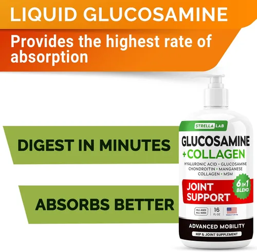 Miniatura 3 de STRELLALAB Glucosamina líquida para perros con colágeno (16 oz) – Suplemento totalmente natural para cadera y articulaciones, glucosamina