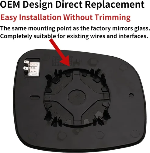 Miniatura 3 de Espejo lateral del conductor de repuesto para Chrysler Town Country 2008-2016, Dodge Grand Caravan 2008-2020, RAM CV 2012-2015, VW Routan 2009-2014