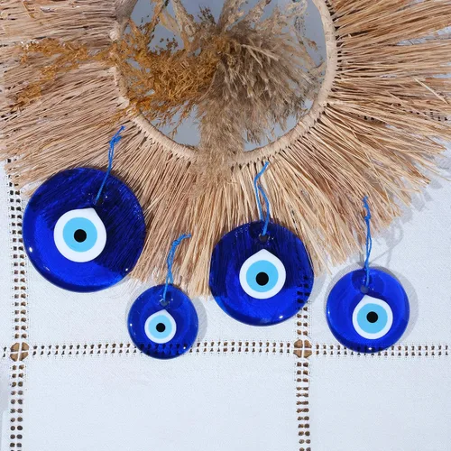Miniatura 7 de BCS Decoración azul contra el mal de ojo de 3.5 pulgadas, adorno colgante de pared hecho a mano con amuleto turco griego de Nazar de buena suerte