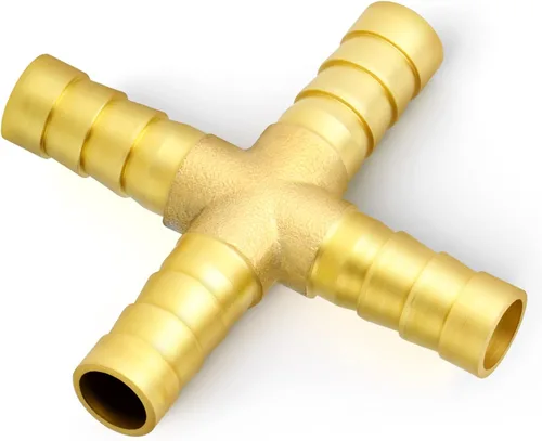 Miniatura 7 de GASHER 5 púas de manguera de latón de 1/2 pulgada, accesorio de manguera de 4 vías con 20 intersección de abrazadera