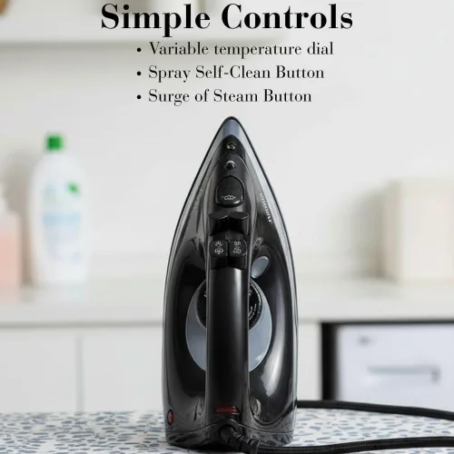 Miniatura 5 de Jerdon Plancha de vapor para hotel de 1200 W, apagado automático doble, autolimpieza, suela antiadherente, cable giratorio de 9 pies, temperatura