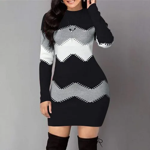 Miniatura 6 de Vestidos blancos, vestido corto de gasa de manga larga con cuello redondo floral con dobladillo con volantes, acampanado, vestido corto de gasa
