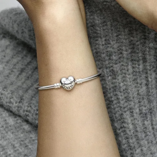 Miniatura 7 de Silver Pandora Bangle with Heart Logo Clasp